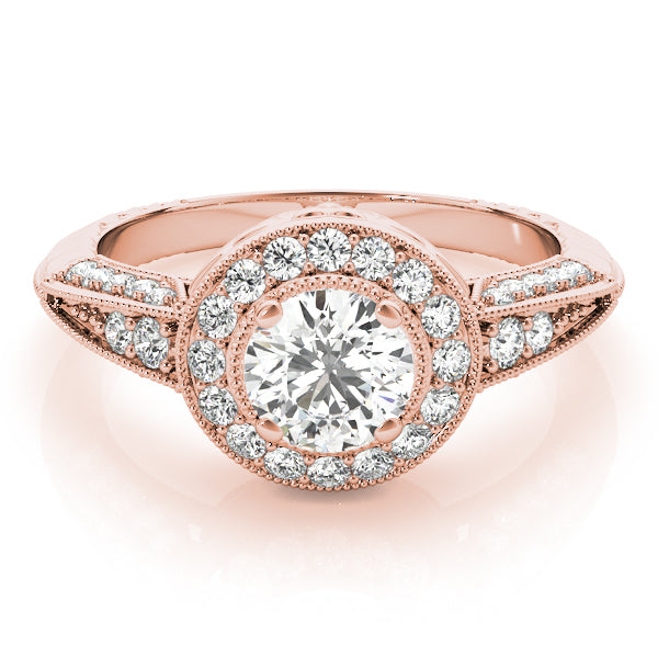 18K Rose Gold 7/8 ct tw Halo Diamond Engagement Ring