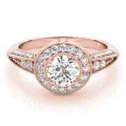 18K Rose Gold 7/8 ct tw Halo Diamond Engagement Ring