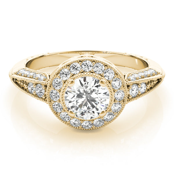 18K Yellow Gold 7/8 ct tw Halo Diamond Engagement Ring