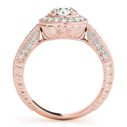 14K Rose Gold 7/8 ct tw Halo Diamond Engagement Ring