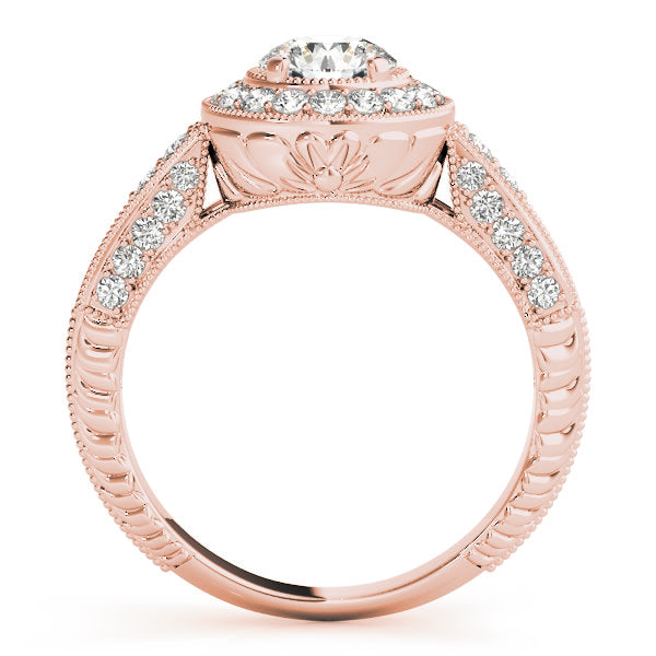 14K Rose Gold 7/8 ct tw Halo Diamond Engagement Ring