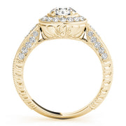 18K Yellow Gold 7/8 ct tw Halo Diamond Engagement Ring