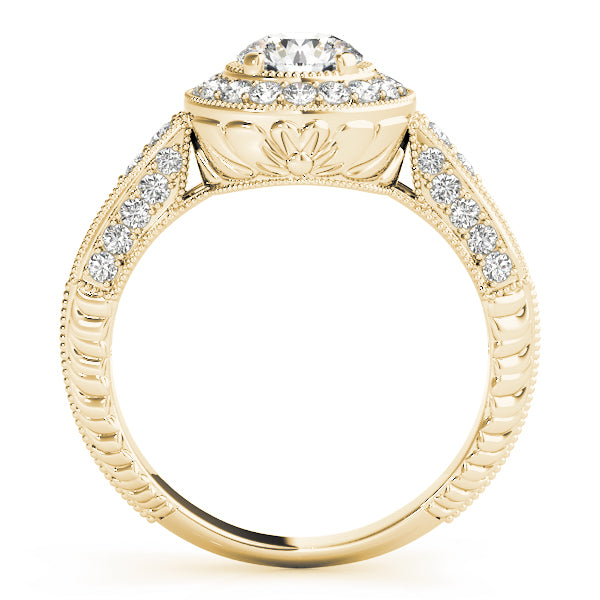18K Yellow Gold 7/8 ct tw Halo Diamond Engagement Ring