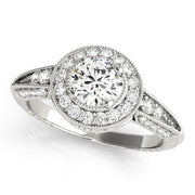 14K White Gold 7/8 ct tw Halo Diamond Engagement Ring