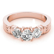 14K Rose Gold 1 ct tw Three Stone Diamond Engagement Ring
