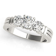 18K White Gold 1 ct tw Three Stone Diamond Engagement Ring