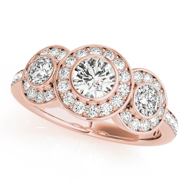 18K Rose Gold 1 3/4 ct tw Three Stone Diamond Engagement Ring