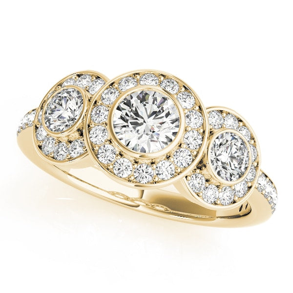 14K Yellow Gold 1 3/4 ct tw Three Stone Diamond Engagement Ring