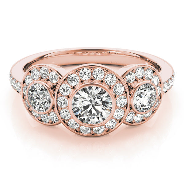 18K Rose Gold 1 3/4 ct tw Three Stone Diamond Engagement Ring