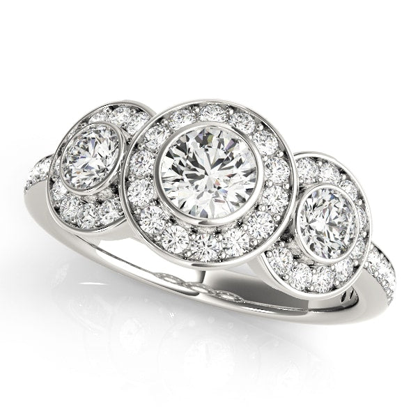 14K White Gold 1 3/4 ct tw Three Stone Diamond Engagement Ring