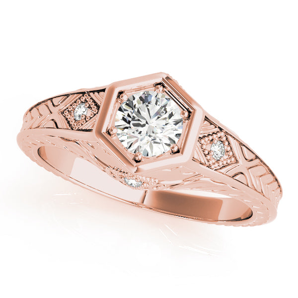 14K Rose Gold 3/8 ct tw Vintage Diamond Engagement Ring