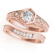 18K Rose Gold 3/8 ct tw Vintage Diamond Engagement Ring