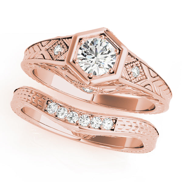 18K Rose Gold 3/8 ct tw Vintage Diamond Engagement Ring
