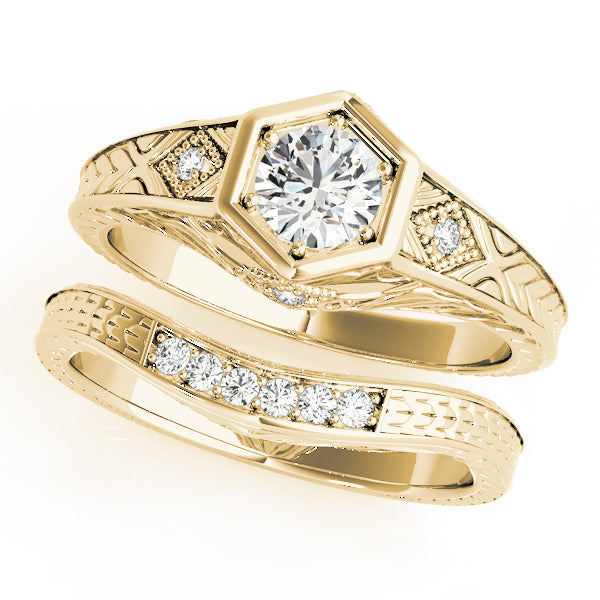 14K Yellow Gold 3/8 ct tw Vintage Diamond Engagement Ring