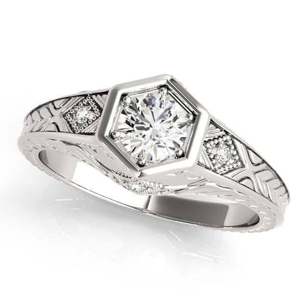 14K White Gold 3/8 ct tw Vintage Diamond Engagement Ring