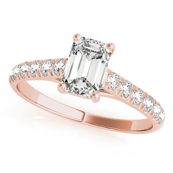 18K Rose Gold Emerald Diamond Engagement Ring