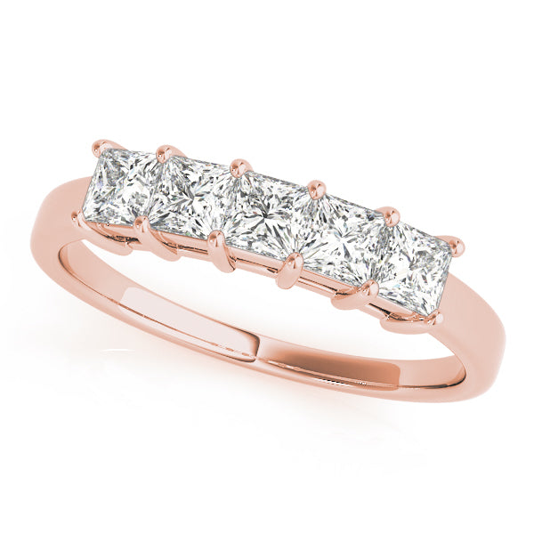14K Rose Gold Square Diamond Wedding Ring