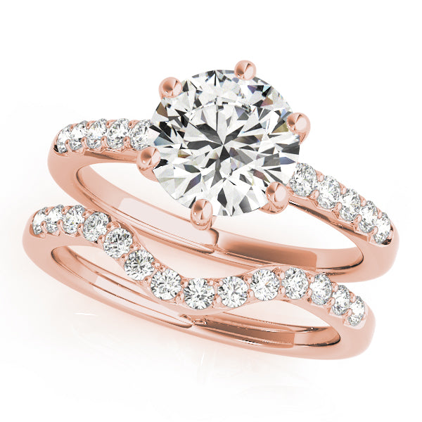 14K Rose Gold 1 1/6 ct tw Single Row Diamond Engagement Ring