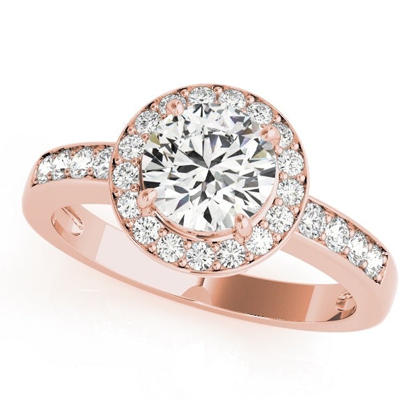 14K Rose Gold 1 3/8 ct tw Halo Diamond Engagement Ring