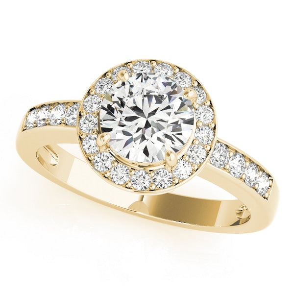 18K Yellow Gold 1 3/8 ct tw Halo Diamond Engagement Ring