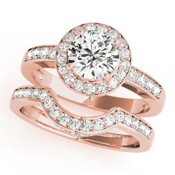 18K Rose Gold 1 3/8 ct tw Halo Diamond Engagement Ring