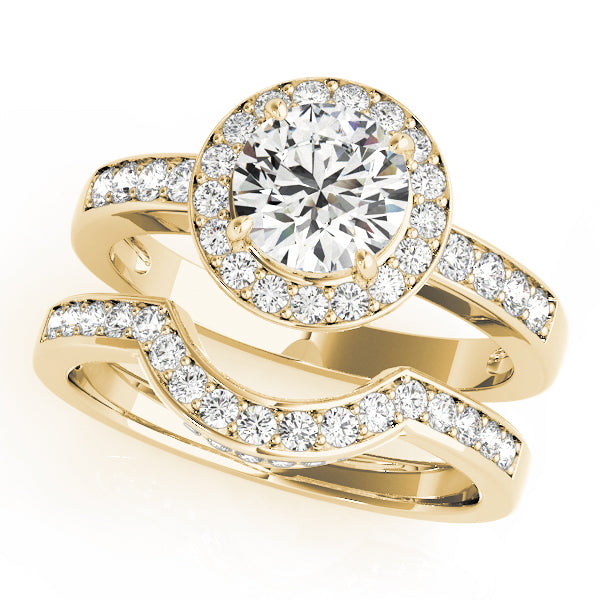 14K Yellow Gold 1 3/8 ct tw Halo Diamond Engagement Ring