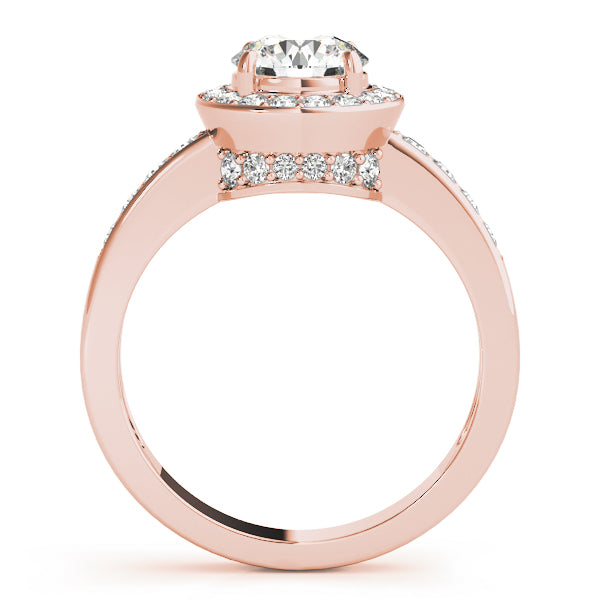 18K Rose Gold 1 3/8 ct tw Halo Diamond Engagement Ring