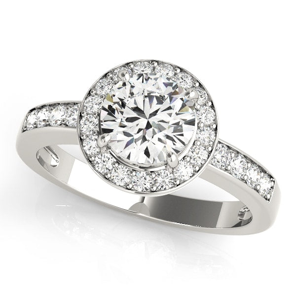 18K White Gold 1 3/8 ct tw Halo Diamond Engagement Ring