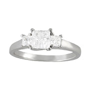 Square Diamond Three Stone Engagement Ring