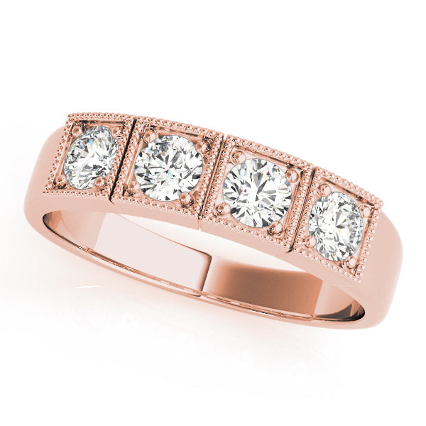18K Rose Gold 1/3 ct tw Three Stone Diamond Engagement Ring