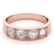 14K Rose Gold 1/3 ct tw Three Stone Diamond Engagement Ring