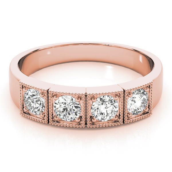 14K Rose Gold 1/3 ct tw Three Stone Diamond Engagement Ring