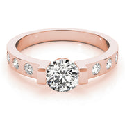 18K Rose Gold 1 ct tw Single Row Diamond Engagement Ring