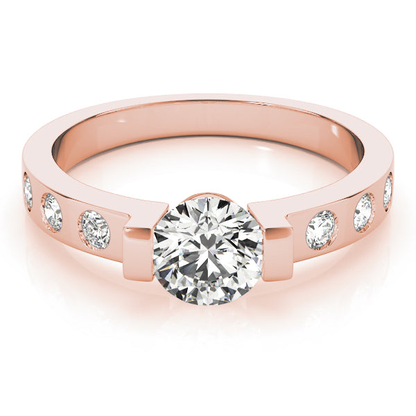 18K Rose Gold 1 ct tw Single Row Diamond Engagement Ring