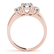 18K Rose Gold 1 ct tw Three Stone Diamond Engagement Ring