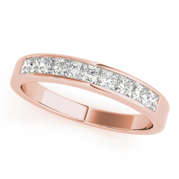 18K Rose Gold Square Diamond Wedding Ring