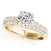 14K Yellow Gold Round Diamond Pave Engagement Ring