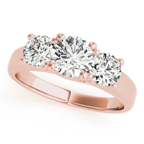 18K Rose Gold 1 ct tw Three Stone Diamond Engagement Ring