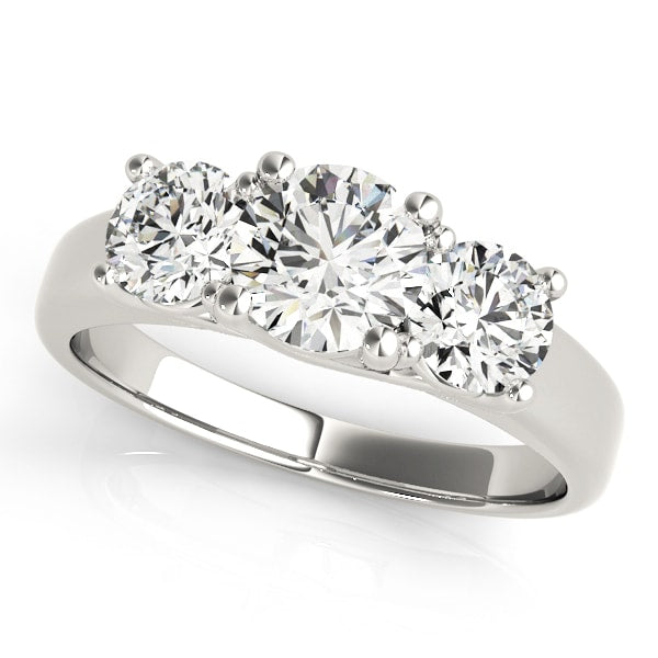 14K White Gold 1 ct tw Three Stone Diamond Engagement Ring