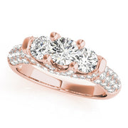 14K Rose Gold 1 ct tw Three Stone Diamond Engagement Ring