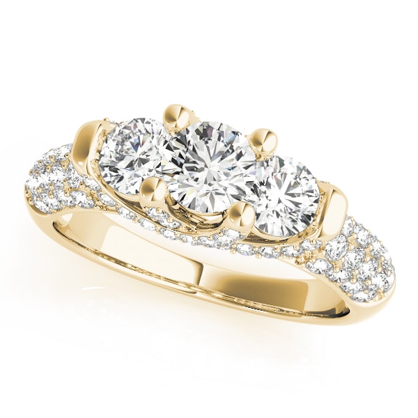 18K Yellow Gold 1 ct tw Three Stone Diamond Engagement Ring
