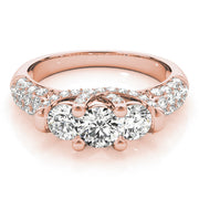 18K Rose Gold 1 ct tw Three Stone Diamond Engagement Ring