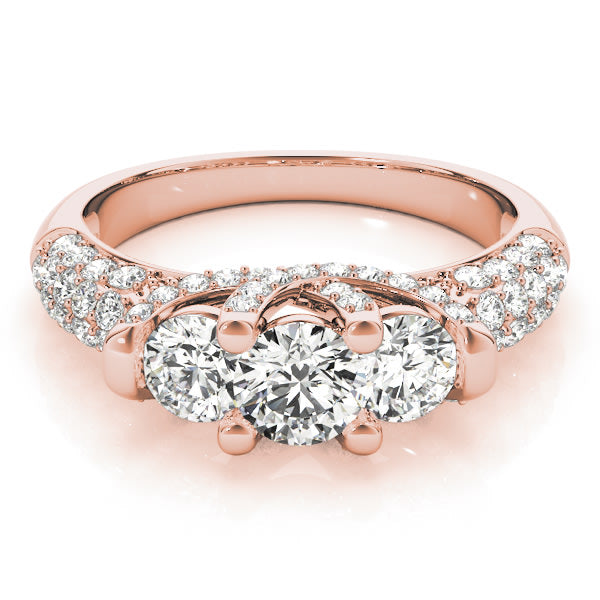 18K Rose Gold 1 ct tw Three Stone Diamond Engagement Ring