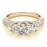 18K Yellow Gold 1 ct tw Three Stone Diamond Engagement Ring