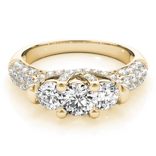 18K Yellow Gold 1 ct tw Three Stone Diamond Engagement Ring