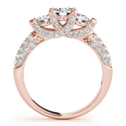 14K Rose Gold 1 ct tw Three Stone Diamond Engagement Ring