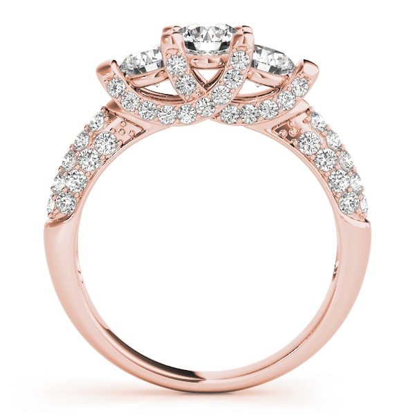 14K Rose Gold 1 ct tw Three Stone Diamond Engagement Ring
