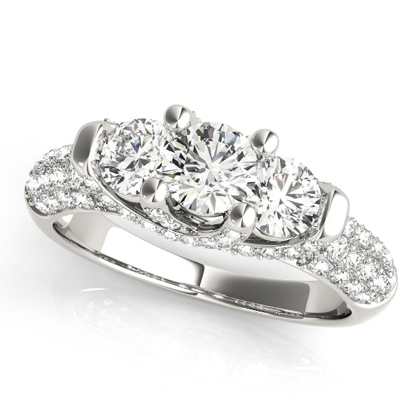 14K White Gold 1 ct tw Three Stone Diamond Engagement Ring