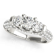 Round Diamond Three Stone Engagement Ring