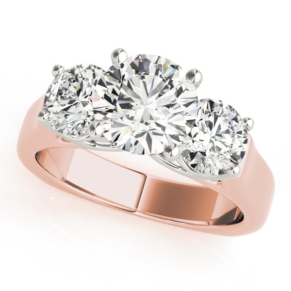 14K Rose Gold 1 ct tw Three Stone Diamond Engagement Ring